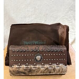 Trinity Ranch Brown Wallet with Fur Trim